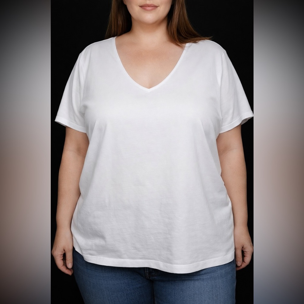 H&M V Neck White T-Shirt Short sleeve for Woman’s Size XXL